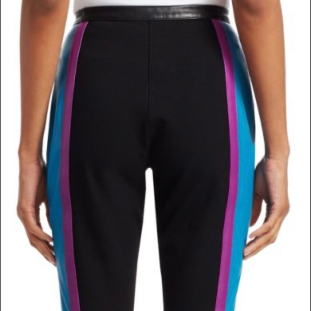 NWT ARTICA-ARBOX Blue and Purple Colorblock Leather Bike Shorts Size 0 - Picture 3 of 15